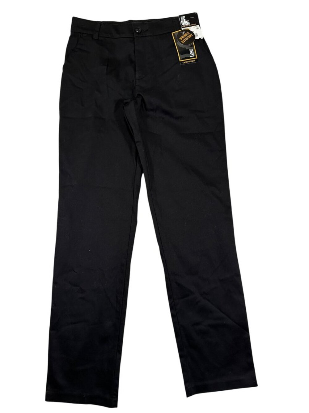 Lee Womens Mid Rise Straight Leg Black Pants Size 4 Medium Wrinkle-Resistant
